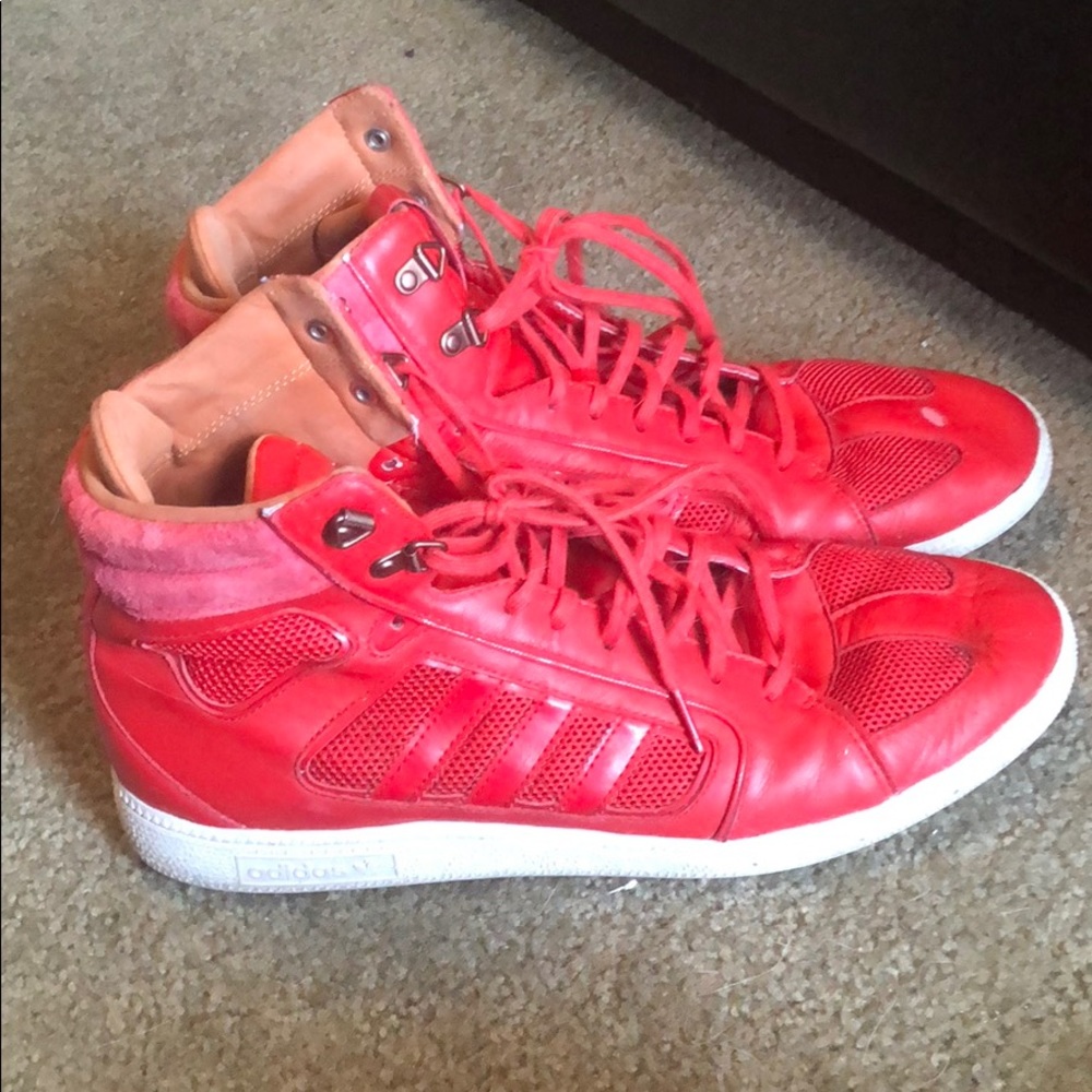 Men’s red hightop adidas